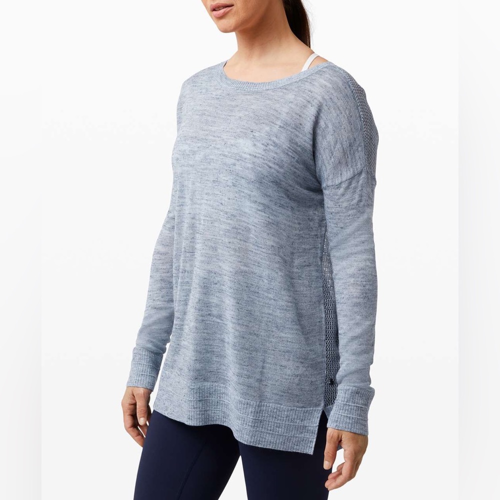 Lululemon Well Being Crew Sweater *Linen Heathered Sailboat / Classic Navy, S